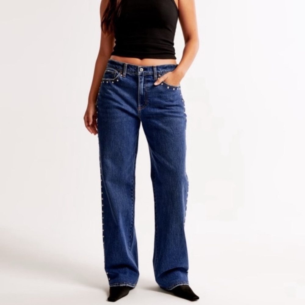 Abercrombie & Fitch Studded Low Rise Baggy Jeans